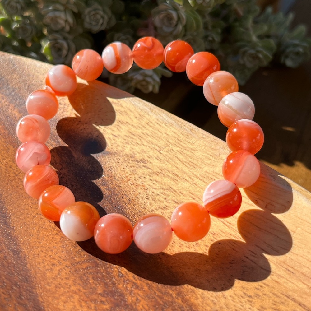 10mm stretchable Nanhong agate bracelet
